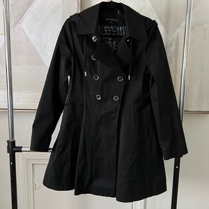 Womens black fit and flare trench coat